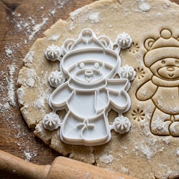 Emporte-pièce Ourson Hiver Flocons - Découpoir Biscuit Sablé Pâte à Sucre