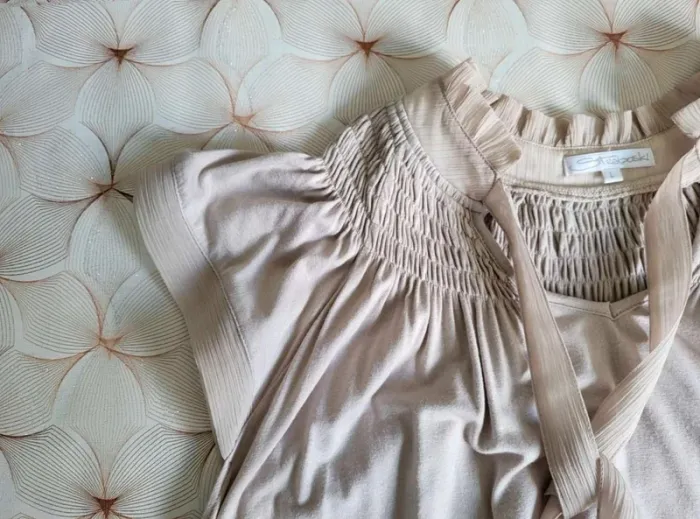 Haut  Femme Vintage  y2k Crème fluide  taille L Straboski - photo numéro 7