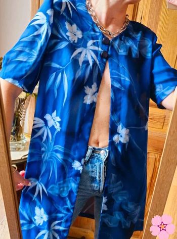 Blouse vintage epaulettes longue et fluide