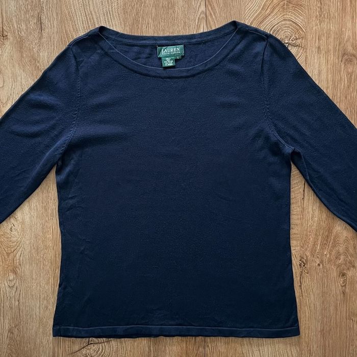 Pull manches 3/4 bleu marine Lauren ralph lauren pour femme, taille L - photo numéro 2