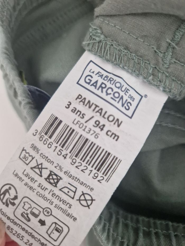 Pantalon garçon 3 ans La fabrique des garçons  vert sauge - photo numéro 4
