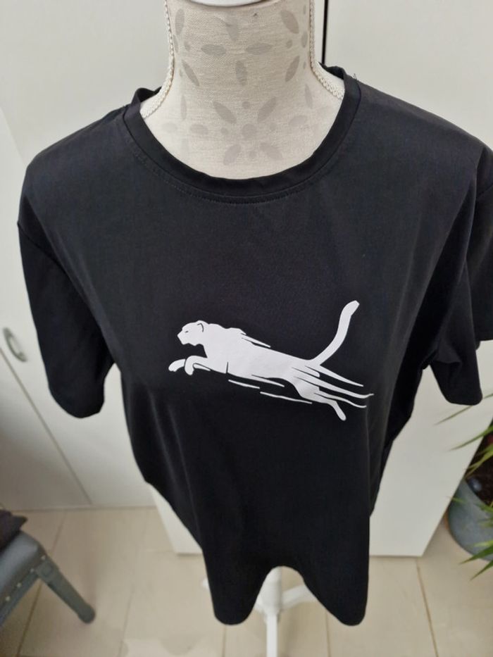 T-Shirt Noir Imprimé Panthère Blanche - photo numéro 3