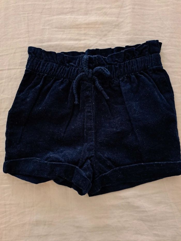 Short velours fille bleu foncé taille 18 mois Vertbaudet