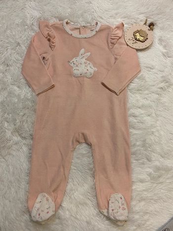Pyjama velours fille lapin fleuri froufrou
