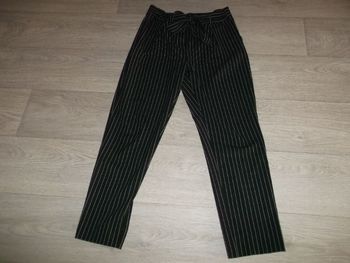 Pantalon TALLY WEIJL habillé noir fines lignes blanches S TBE