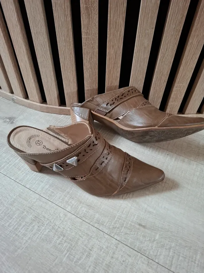Sabots cuir Trendstyle marrons T 37 - photo numéro 16