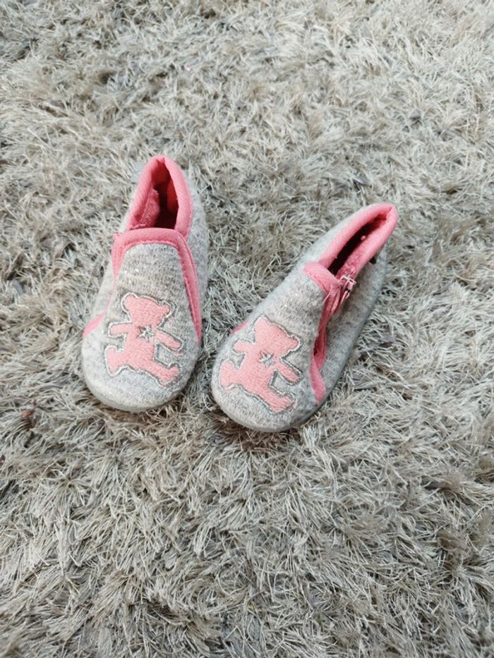 Chausson à fermeture éclair gris et rose Lulu castagnette pointure 18