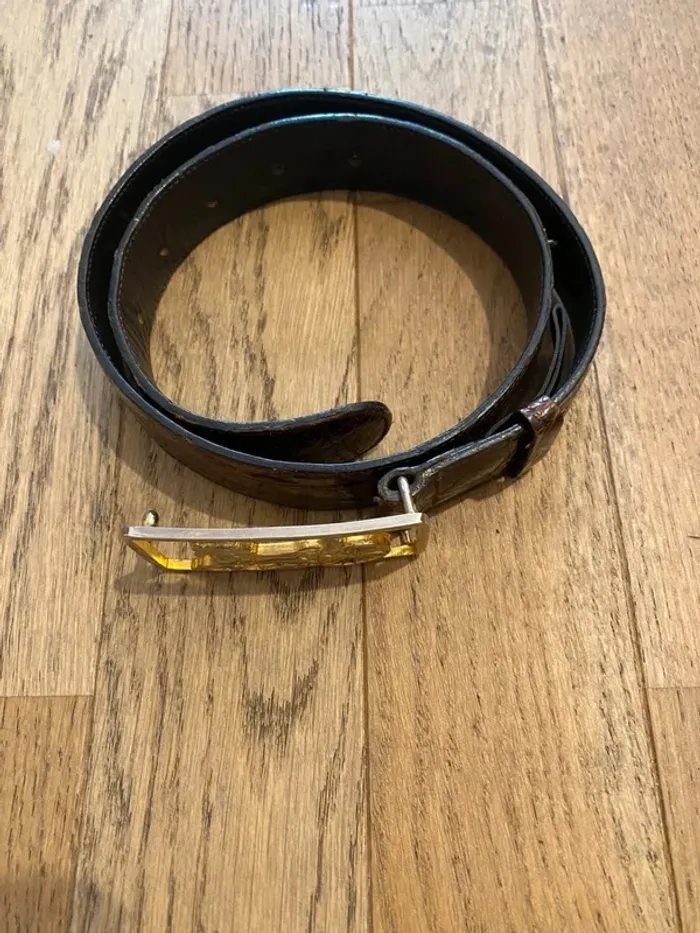Ceinture en cuir python bordeaux Celine Triomphe vintage taille 80 - photo numéro 2