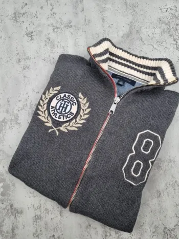 Gilet zippé Tommy Hilfiger gris – Taille L Hommes (mesures en photos)