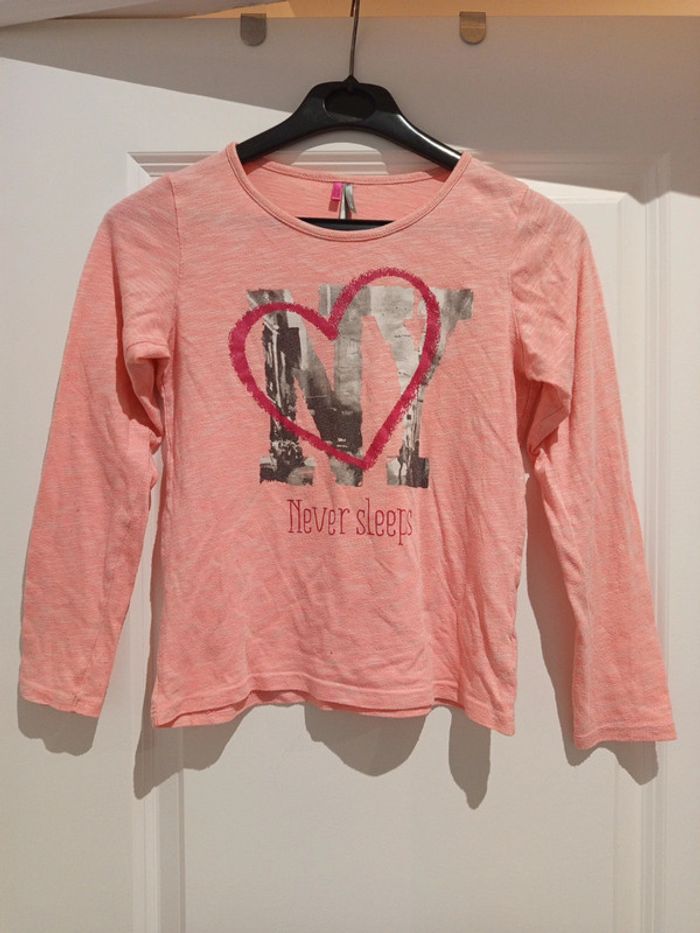 🔝 Tshirt manches longues Orchestra rose imprimé en coton et polyester taille 10 ans 140 cm