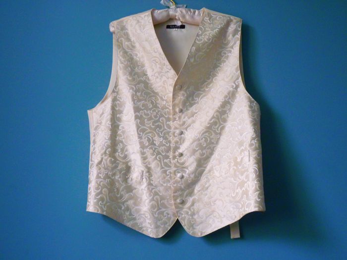 Gilet de costume + lavallière homme ensemble maiage L 42 champagne TBE - photo numéro 2