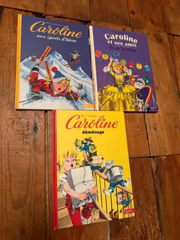 Lot de 3 livres Caroline et ses amis couleurs déménage aux sports d’hiver font la fête ski