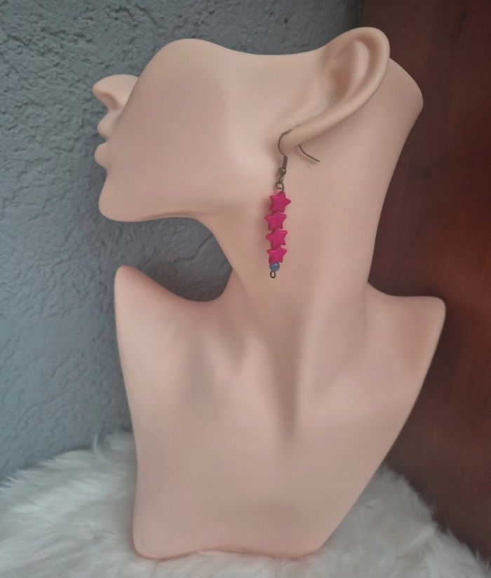 Boucles d’oreilles Perles étoiles fushia ✨💖 #Bijoux #Mode #Accessoires