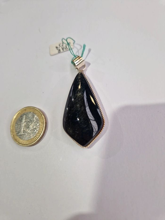 Pendentif obsidienne argentée Mexique - photo numéro 3