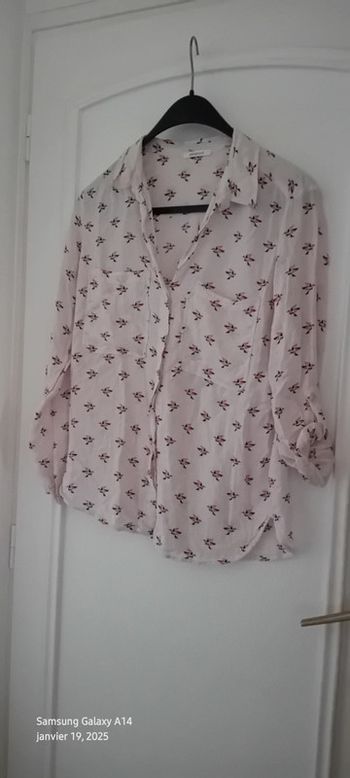 Blouse légère motif oiseaux en origami rose femme 36 promod