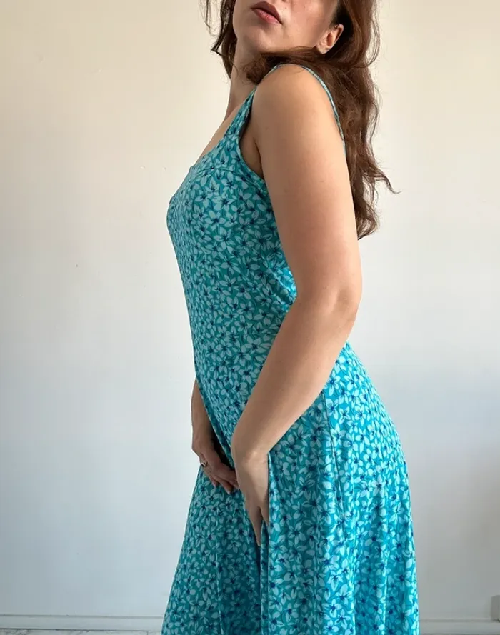 Ensemble robe et boléro vintage bleu à fleur taille S/M - photo numéro 15