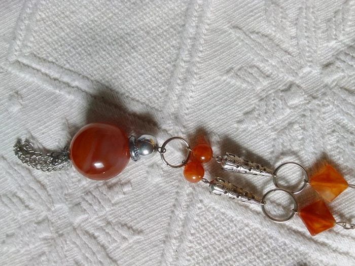 Lot bijoux collier et bracelet orange/rouge - photo numéro 2