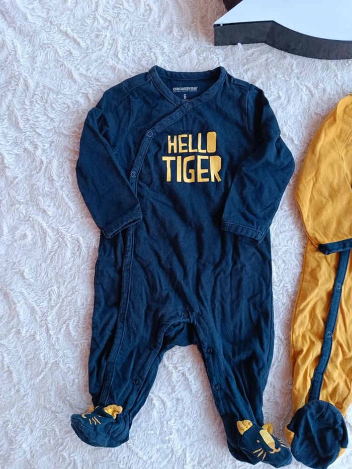 Lot de 2 pyjamas léger été Garçon 6 mois Tigre hello Tiger explorer Orchestra 100% coton - photo numéro 3