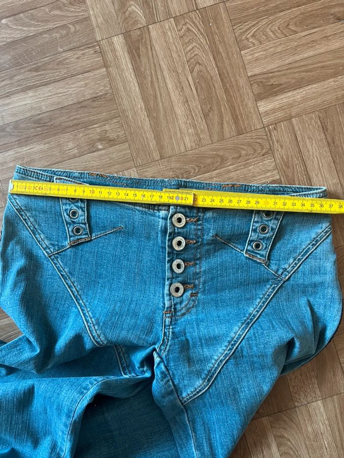 Pantalon jean à jambe large bleu vintage détails motifs côtés Y2K - Dolce & Gabbana - photo numéro 8