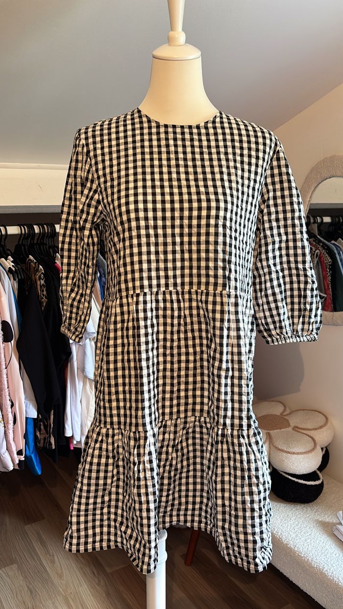 Robe vichy noire et blanche H&M T38/40