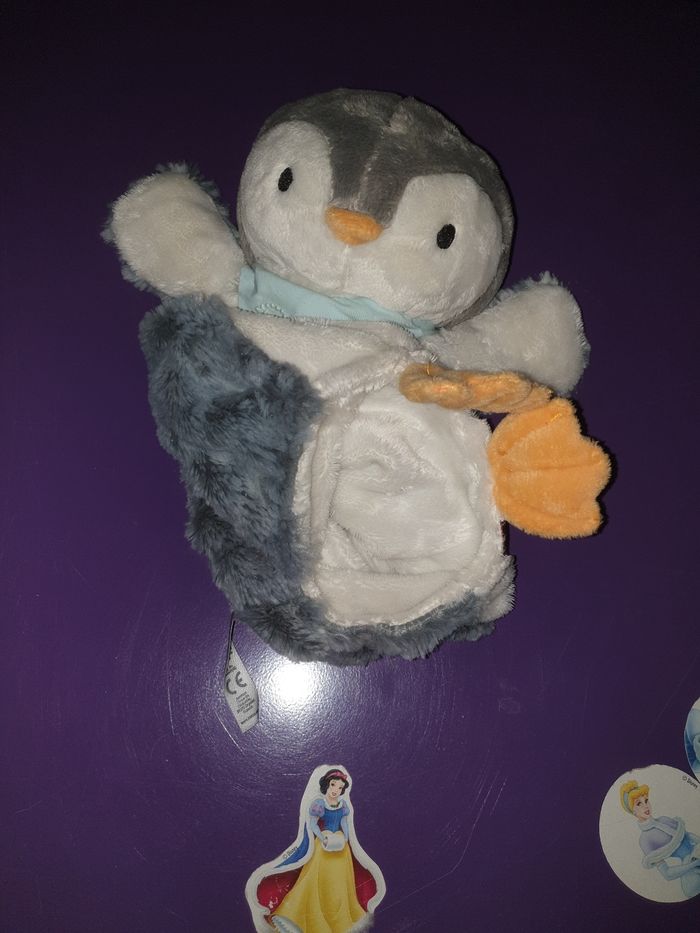 Doudou kaloo pingouin marionnette les amis gris blanc - photo numéro 2