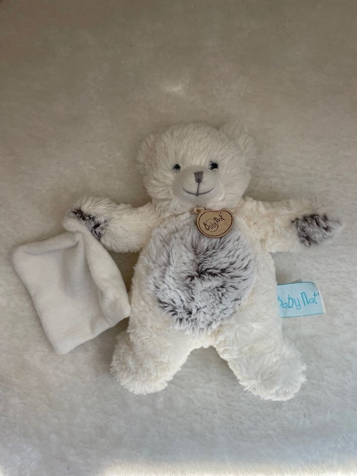 Doudou Baby Nat' Ours blanc tout doux réf BN664 - photo numéro 5