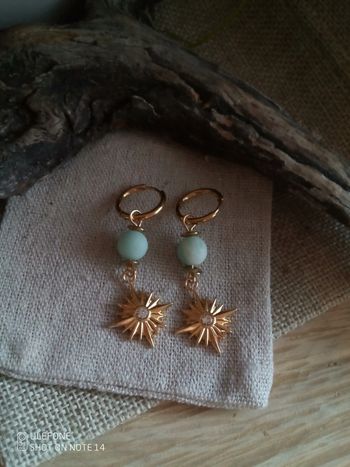 Boucles d'oreilles bohèmes pierres naturelles d'amazonite et étoiles du nord