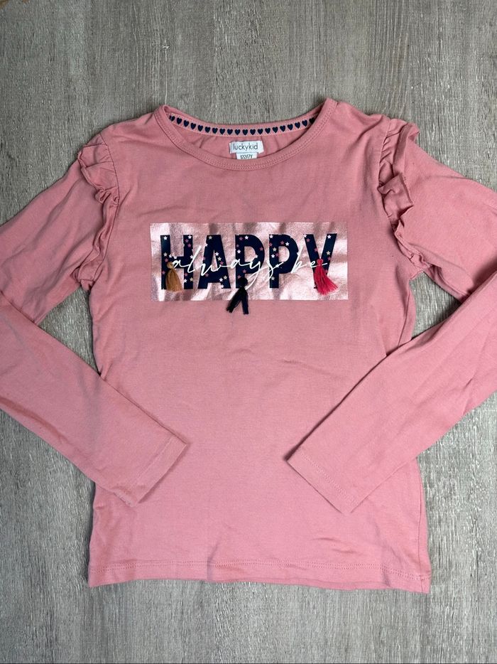T-shirt ML happy taille 7 ans 122 cm - photo numéro 2