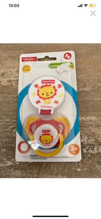 Sucette tétine + attache tétine Fisher price bébé puériculture Lion