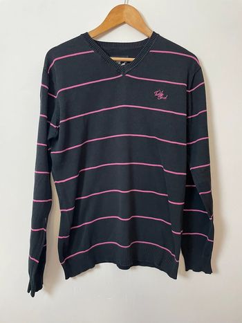 Pull Teddy Smith – Noir avec bande rose – Taille XL – Homme