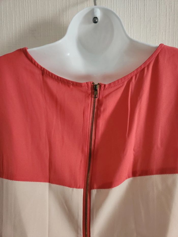 Blouse manches courtes Dolls S corail et beige - photo numéro 10