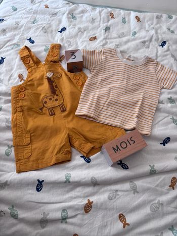 Ensemble salopette short garçon 3 mois