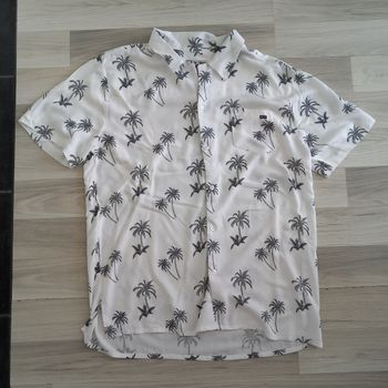 Chemise homme hawaïenne imprimée blanche à manches courtes MZ72 taille XL