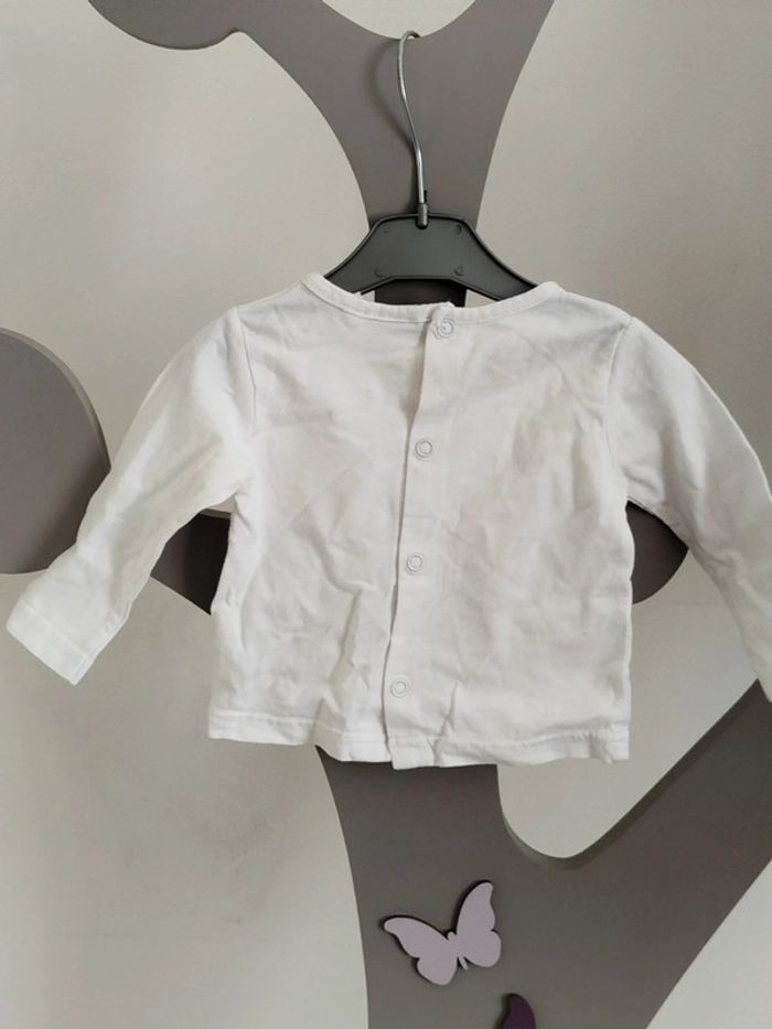 Tee-shirt manches longues blanc imprimé lila Influx taille 3mois - photo numéro 2