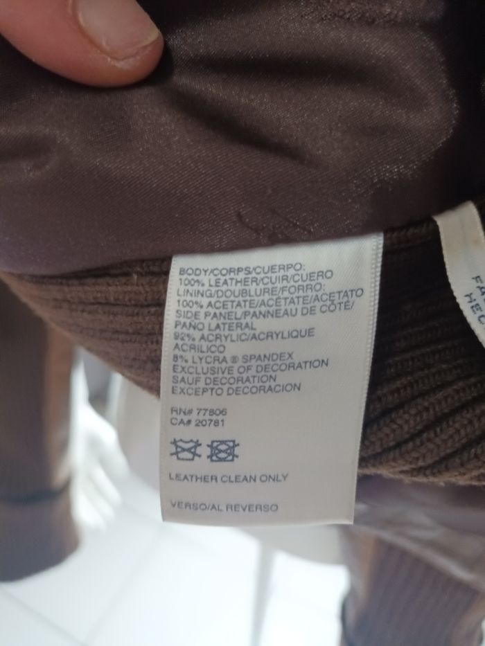 Perfecto vintage Tommy Hilfiger cuir epais et tricot - photo numéro 10