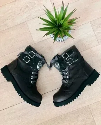 Bottines cuir gras grises Kookai