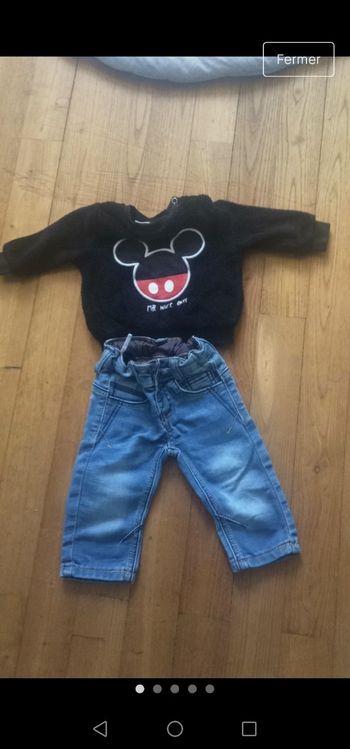Jeans et pull mickey 3 mois