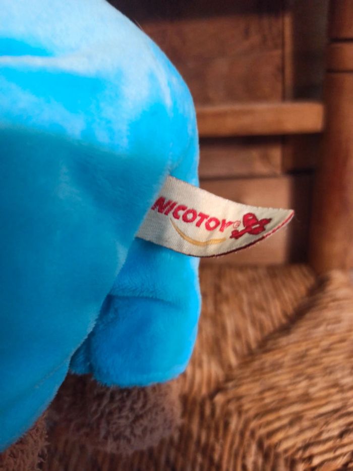Peluche ours Nicotoy salopette bleue tbe - photo numéro 5