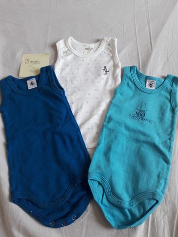 Lot 3 bodies débardeur Petit Bateau 3m