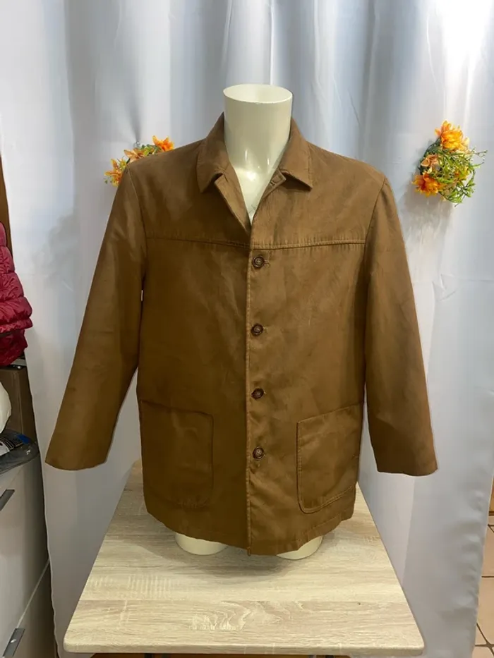 Veste légère / surchemise en peau marron vintage Laurent Cerrer taille XL - n11p