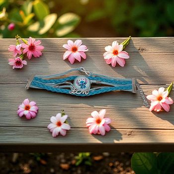 Stitch bracelet multirangs turquoise ajustable