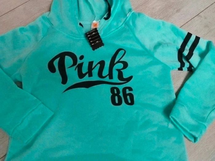 Sweat-shirt à capuche turquoise Pink - photo numéro 5