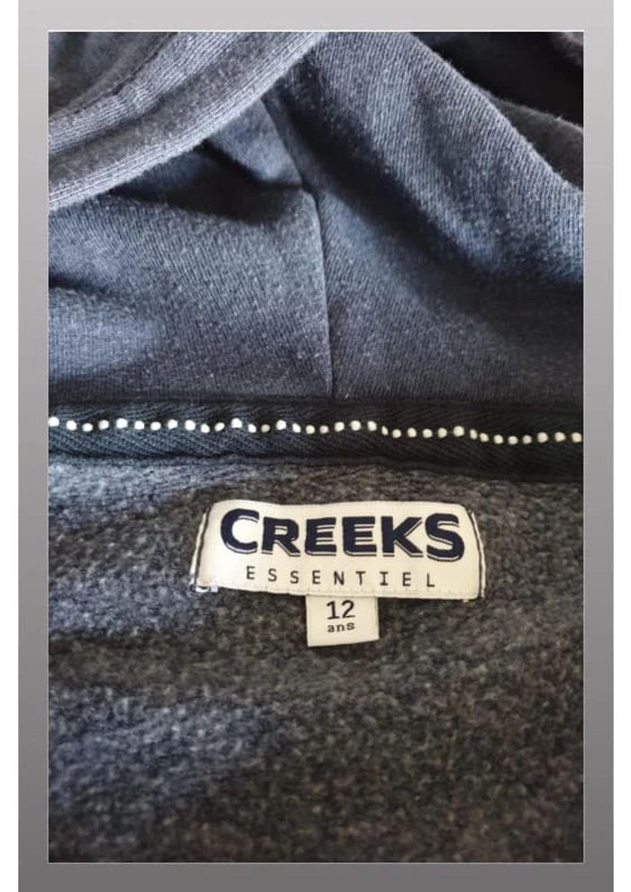 Sweat/veste à capuche enfant Creeks 12ans bleu/blanc - photo numéro 3