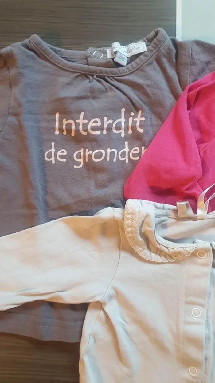 Lot de 2 Tee-shirts manche longue et 1 bodie 6 mois orchestra - photo numéro 2