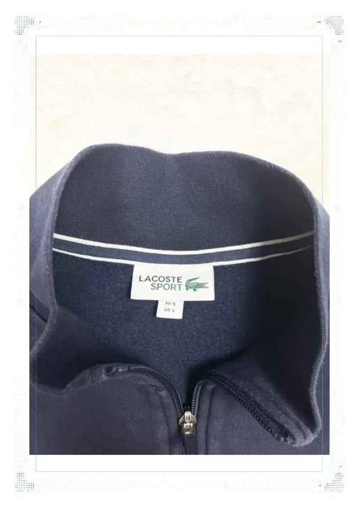 Lacoste veste bleu marine homme taille L coton zip sans capuche - photo numéro 8