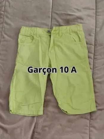 Pantacourt Inextenso jaune vert garçon 10 ans