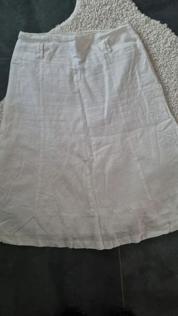 Jupe lin blanche mi longue camaïeu 40 L doublée sympa
