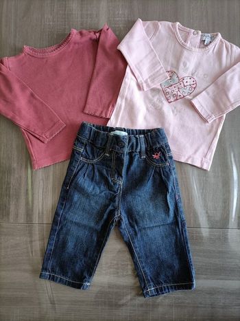 Lot de 2 T Shirts manches longues/ jeans 3 mois