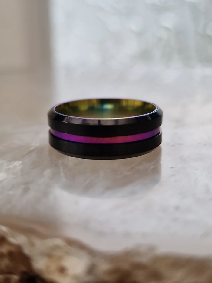 Bague Acier Inoxydable Noir Et Cameleon Multicolore - photo numéro 14