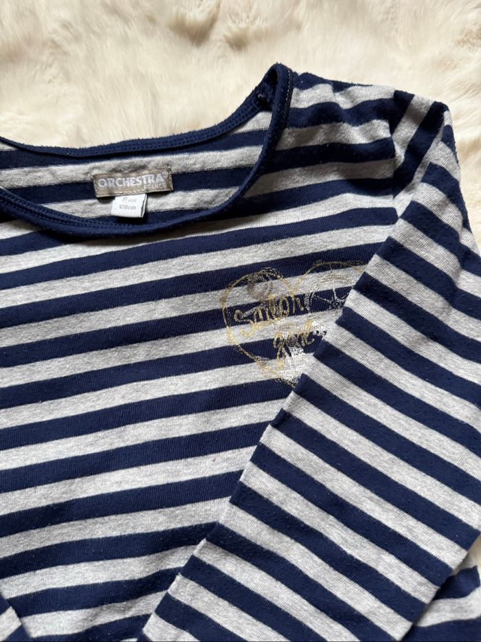 👚 lot 2 t-shirts manche longue - fille - 8 ans - orchestra - bon état - photo numéro 3